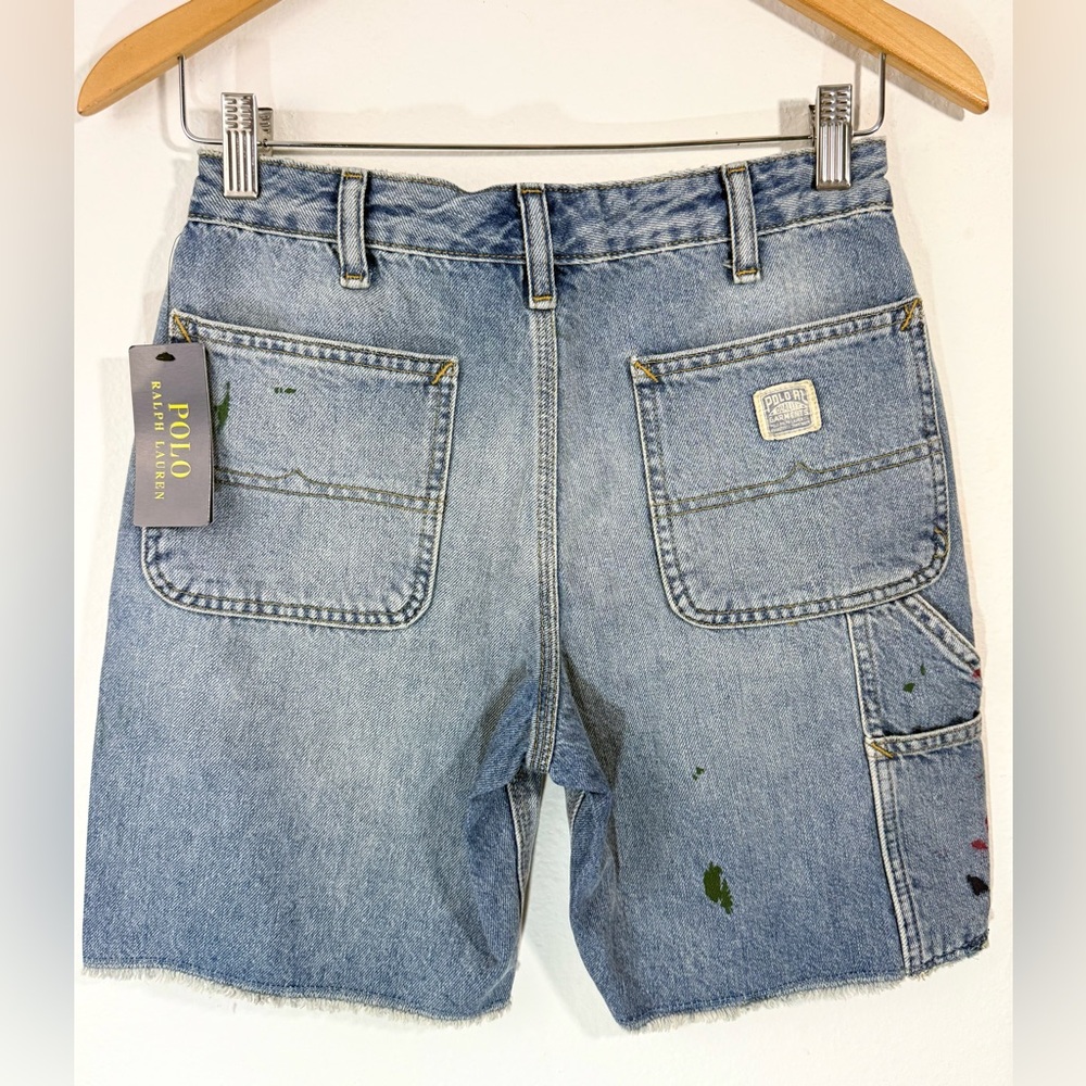 NWT POLO Ralph Lauren Boys Paint-Print Denim Carpenter Short Size 14 - Picture 3 of 11